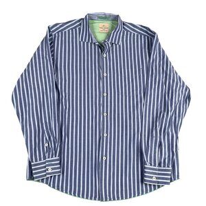 Tommy Bahama Jeans Mens Blue & White 100% Cotton Button Down Shirt Sz XL